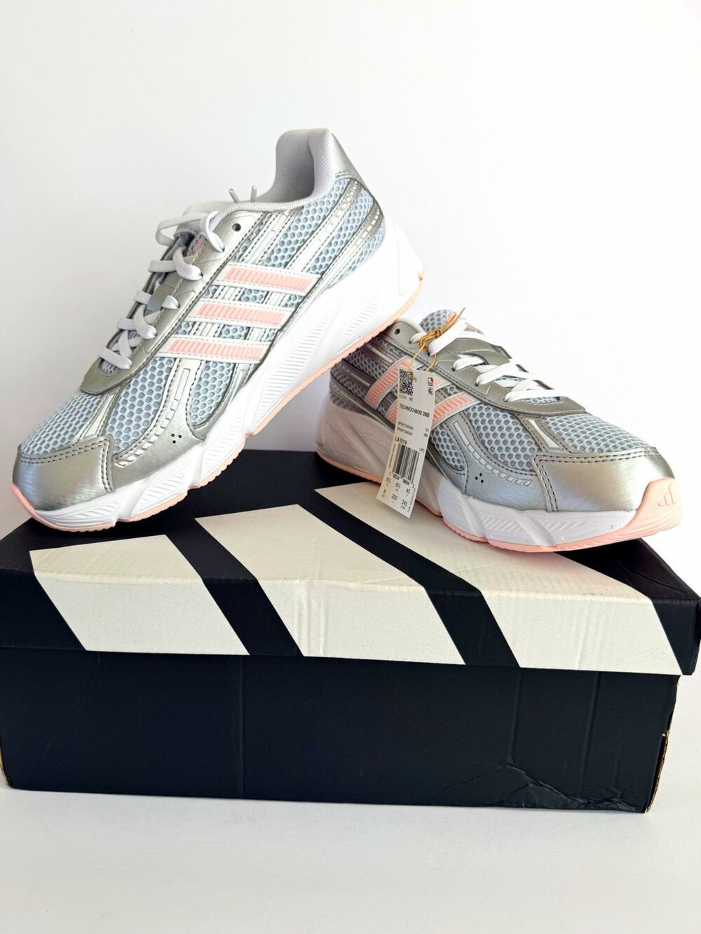 adidas Technochaos 2000 Cloudfoam Low Top Mesh Sneakers Silver/Pink US 8W